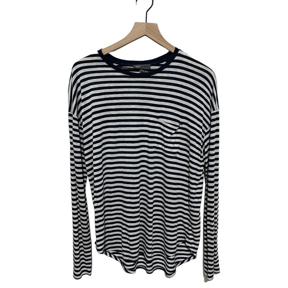 Vince Long Sleeves Striped Lightweight T Shirt Size M - Picture 2 of 10